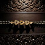 Close up of black bead bracelet with stone work | Mangalsutra Bracelet