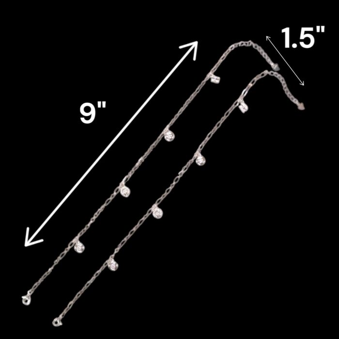 Pair of Pure Silver Anklet - 9 inch | Pure silver ankle bracelet - Image 2