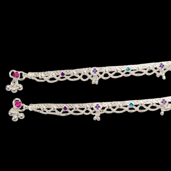 Close up of silver anklets for adults