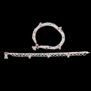 Pair of 925 Sterling Silver Anklets | Silver Anklets for Adults | Chandi ki payal