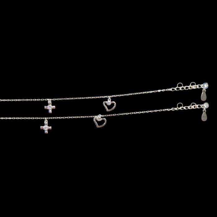 Slim silver anklets