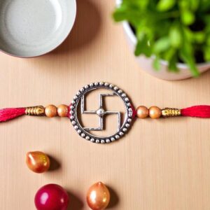 Pure Silver Rakhi - Auspicious Swastik