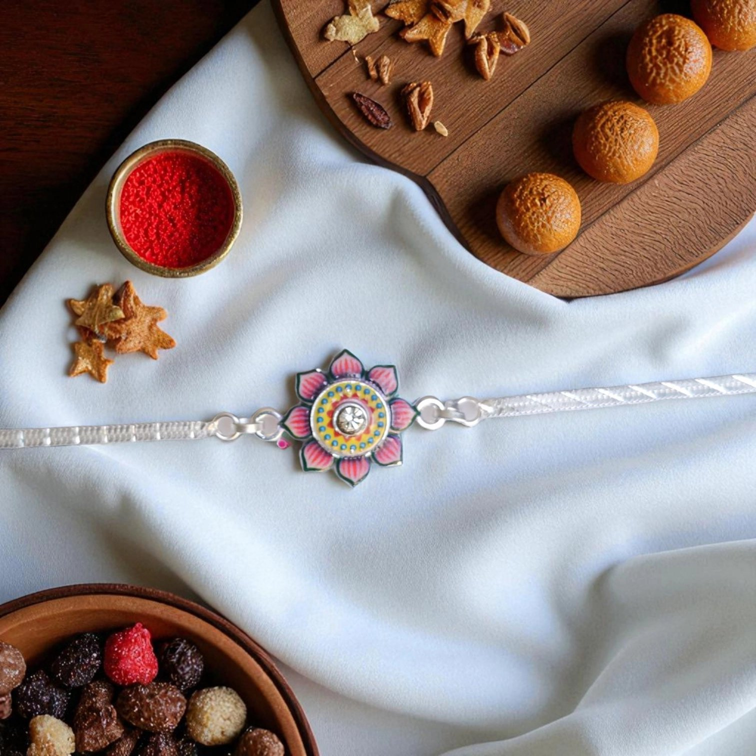 Stylish silver plated Rakhi Perfect style for silver plated Rakhi in Canada | Send Rakhi to Canada | Send Rakhi to US