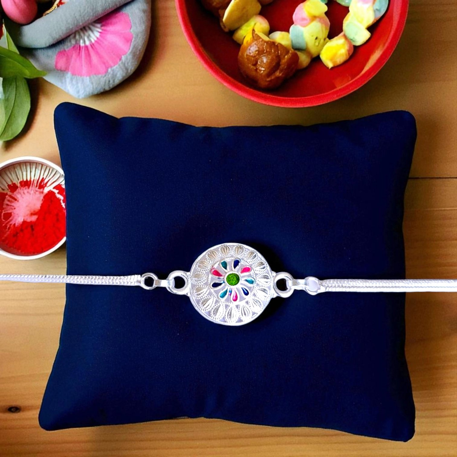 Silver Plated Rakhi Best way to send Rakhi to Canada/US from India : Silver plated Rakhi