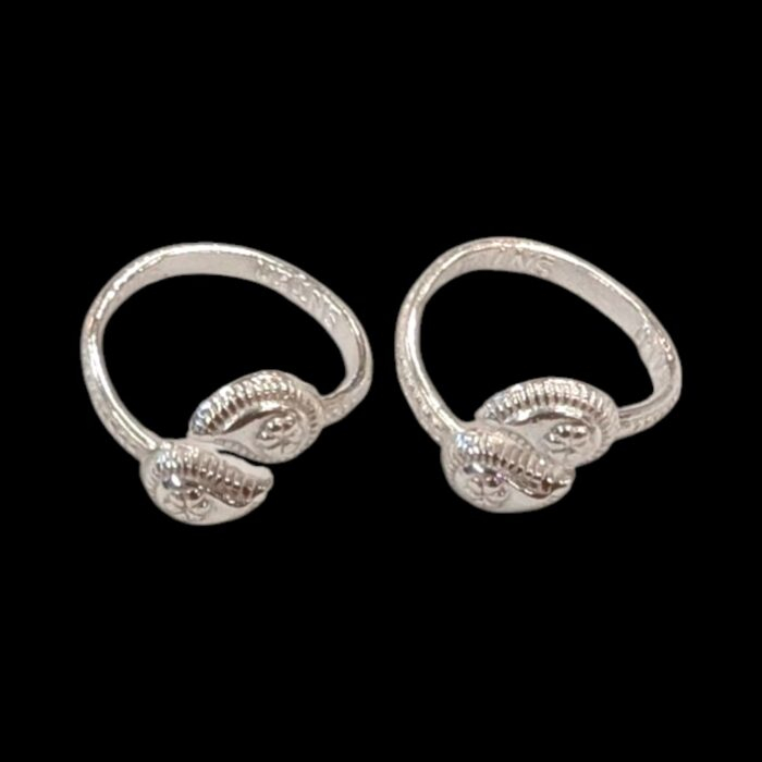 Top view of silver toe rings