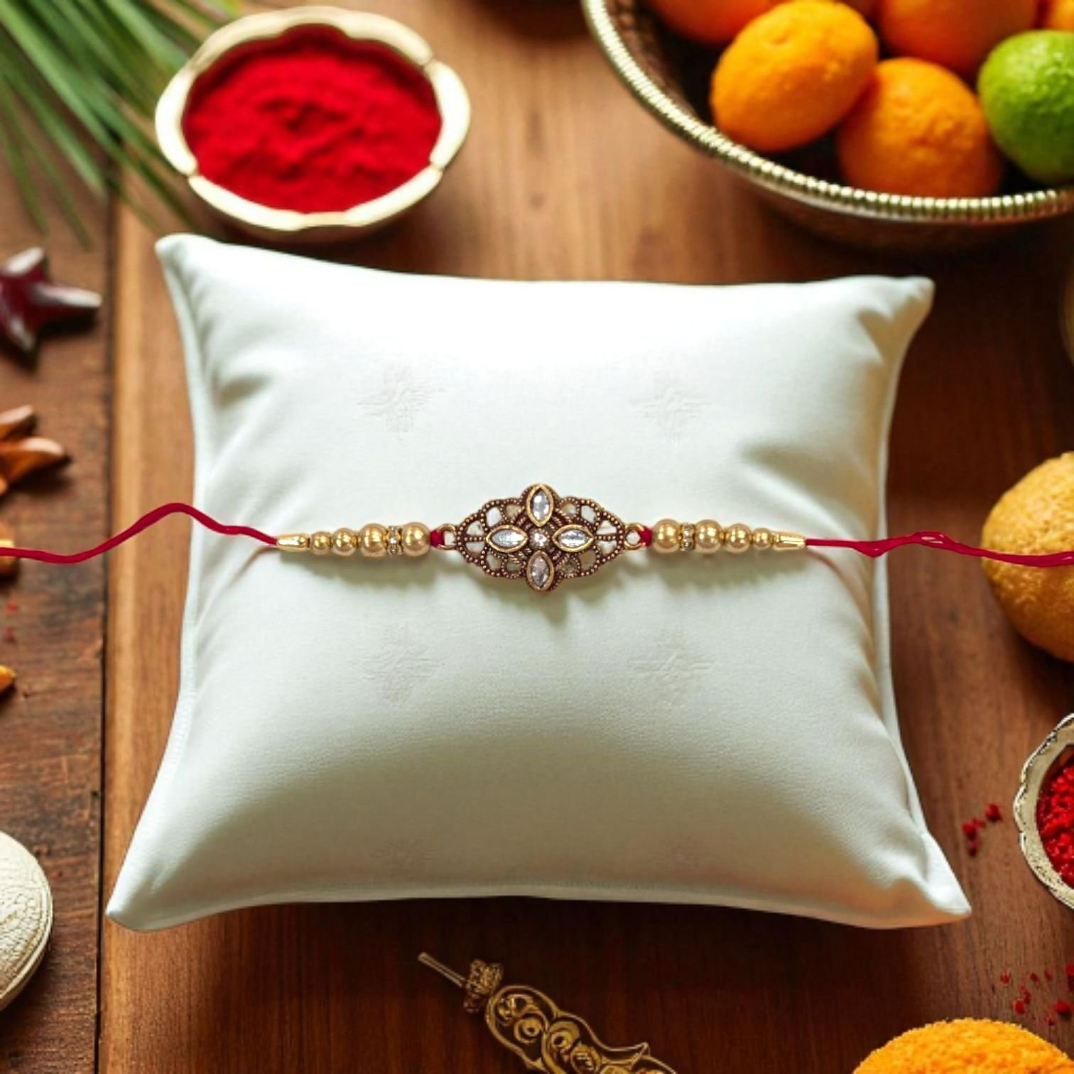 Stylish Golden Oxidized kundan rakhi Stylish Golden Oxidized kundan rakhi