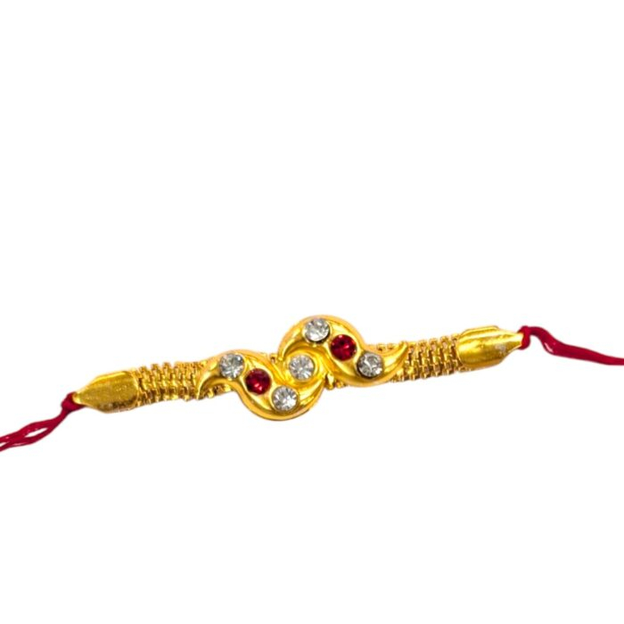 Gold Plated Rakhi with stones