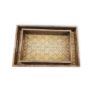 Mango wood serving trays with metal inlay | Diwali Decor in Canada/US | Diwali Gifts