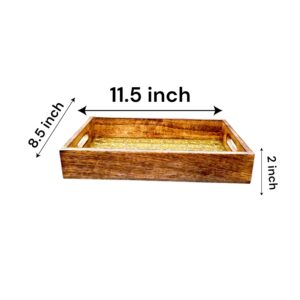 Dimensions of small serving tray set | Mango wood tray set | Diwali Gift and Decor