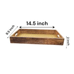 Dimensions of large serving tray set | Mango wood tray set | Diwali Gift and Decor