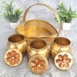 3 Metal Jar set with heart shaped tray for serving dry fruits