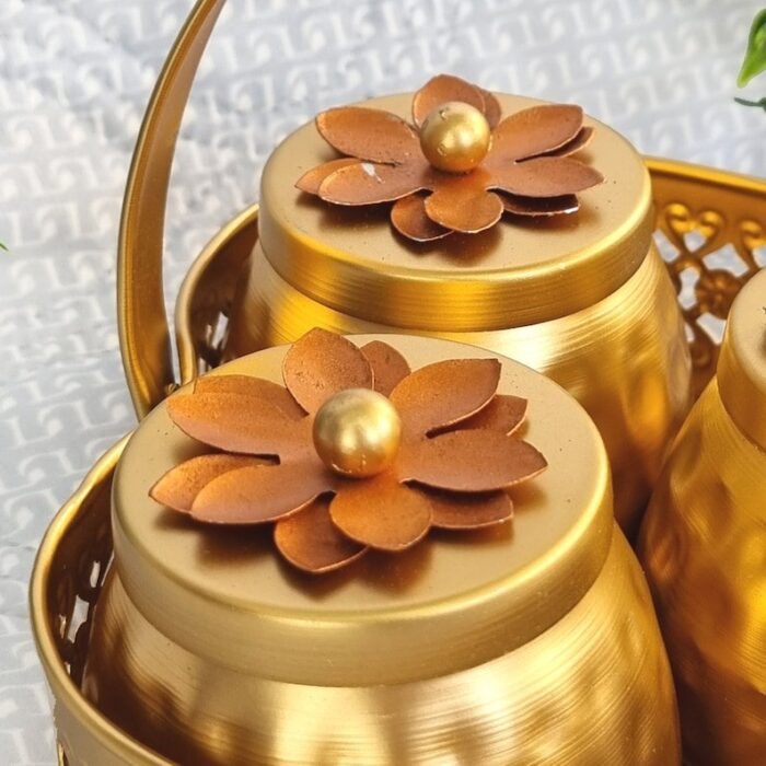 Side view of Metal Jar set