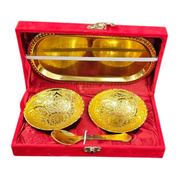 5 pc bowl spoon set in velvet Box packing | Perfect Diwali gift
