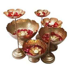 Urli set creating a warm Diwali decoration ambiance with glowing diyas | Ships in Canada and USA