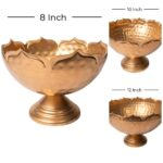 Gold hammered iron urli bowl for floating candles or flowers, 12-inch, 10 inch and 8 inch