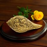 Brass Shankh with embossing - Large | Non blowing conch