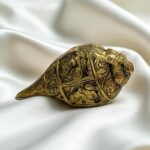 Brass Shankh with embossing - Small | Non blowing conch