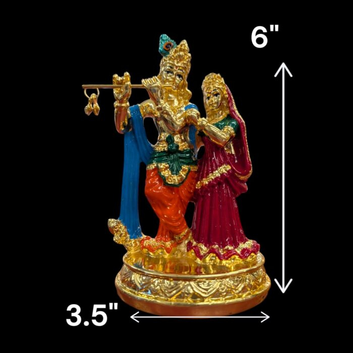 Dimensions for Large Radha Krishna Gold platted Idol
