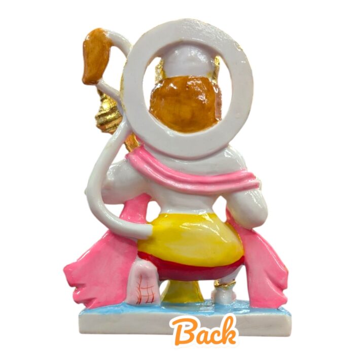 Back profile view of marble murti of Hanuman