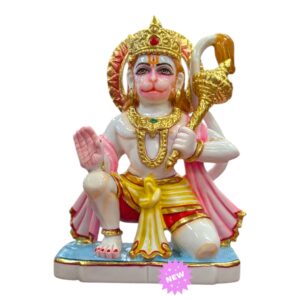 Close up of Hanuman Statue with intricate Gold highlights