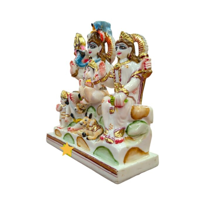 Shiv Parivar Idol - White - 7.5 Inches | Composite Marble - Image 4