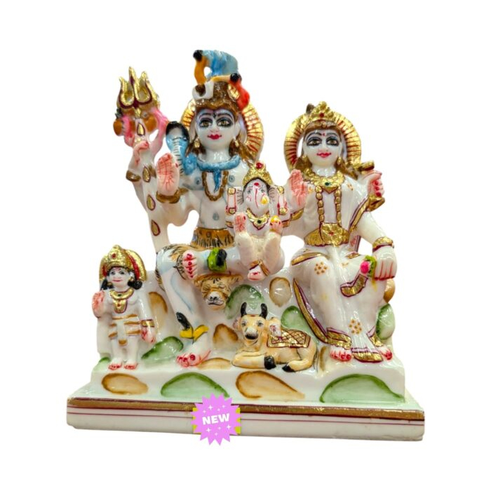 Shiv Parivar Idol - White - 7.5 Inches | Composite Marble - Image 5