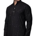 Premium cotton Sequin Black kurta | Men Party wear Indian attire