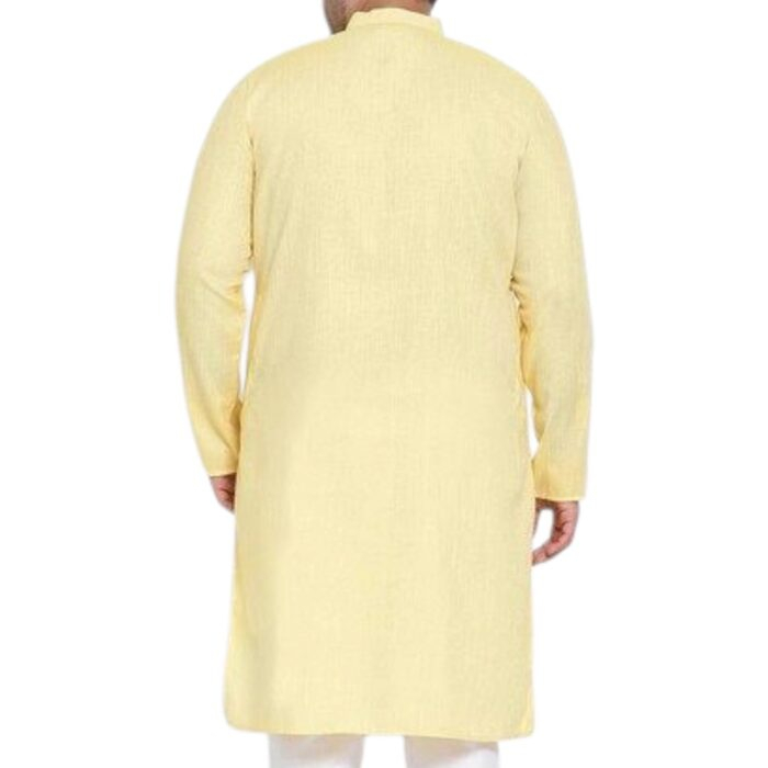 Back profile view of Yellow cotton kurta | Indian Traditional wear