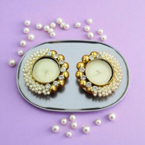 Decorative Pearl Diya - set of 2 | Diwali Decor