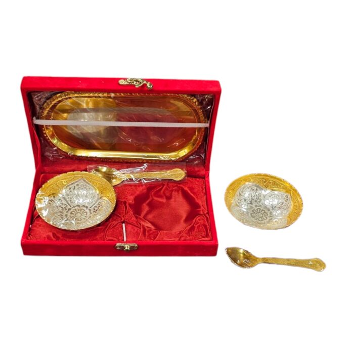 5 pc mukhwas serving tray set in a elegant velvet box