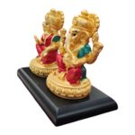 Side profile view of Gold plated Lakshmi Ganesh Idol Set