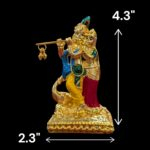Gold plated Standing Radha Krishna with peacock - Image 2