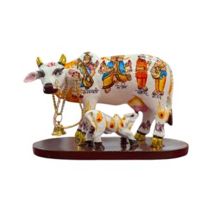 Hand painted Kamdhenu idol for home mandir
