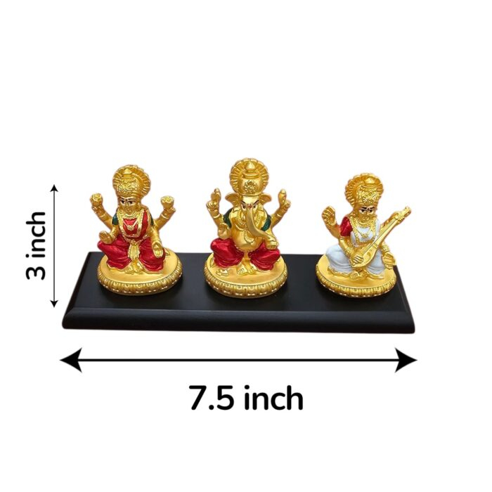 Dimensions of Gold plated Idols of Lakshmi Ganesh Saraswati