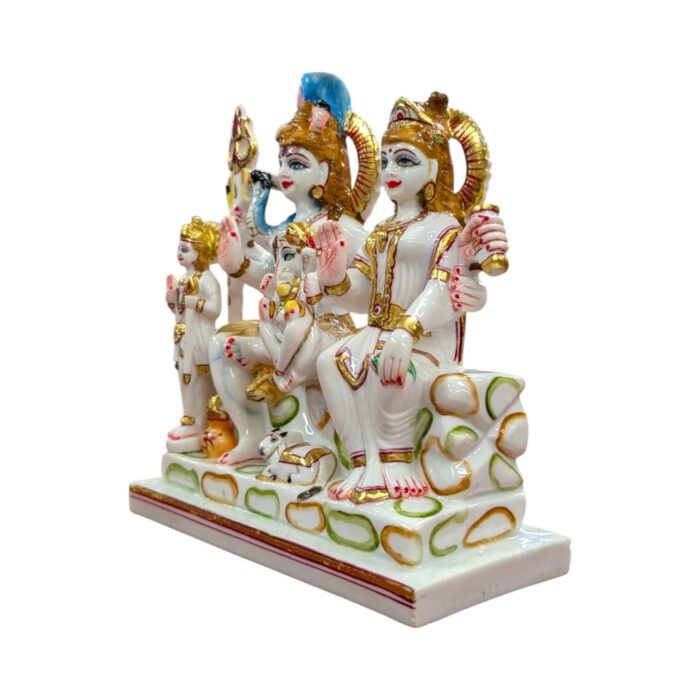 Shiv Parivar Idol - White - 9.5 Inches | Composite Marble - Image 4