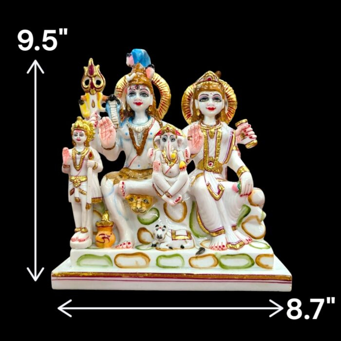 Shiv Parivar Idol - White - 9.5 Inches | Composite Marble - Image 2