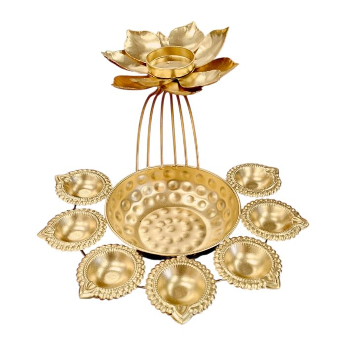 Elegant Lotus-Shaped Tealight Centerpiece for Home and Festivals | Best Diwali Decor in USA and Canada
