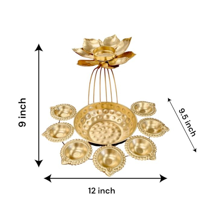 Dimensions of the Lotus urli diya set