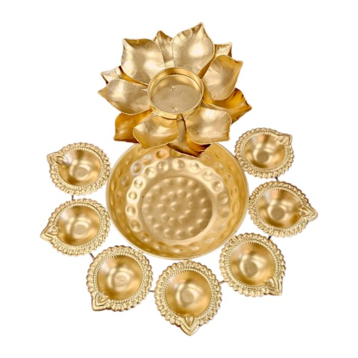 Top profile view of the Lotus urli diya