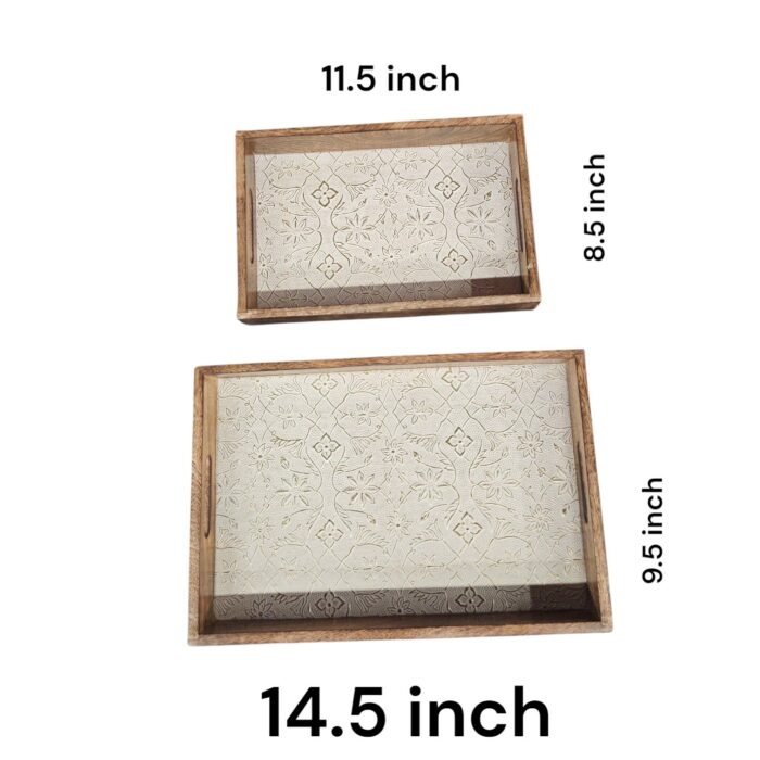 Dimensions of the Mango wood serving tray set
