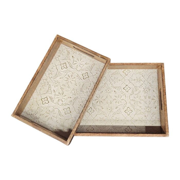 Set of 2 trays | Made in India with metal inlay