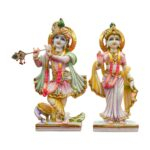 Close up of Radha Krishna Statue made up of Composite Marble