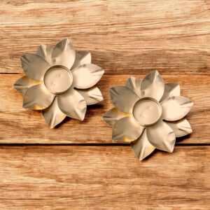 Pair of Golden Diya in Lotus shape for Diwali Decor in Canada