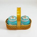 2 Container Tray set with Pichwai art work with Cow | Dry fruit serving set | Diwali Gift