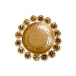 Gold finish metal urli with rose flowers