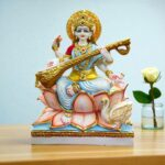 Goddess Saraswati Idol - 12 inch | Composite Marble