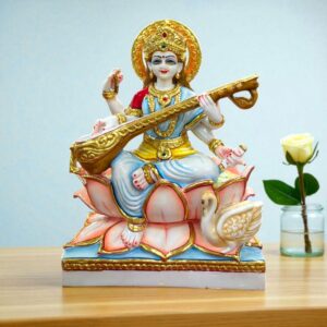 Goddess Saraswati Idol - 12 inch | Composite Marble
