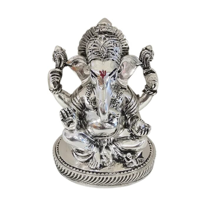 Silver plated Ganesh statue for Home mandir