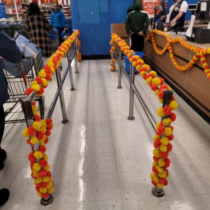 flexible use for wrapping, hanging, or accenting spaces | Marigold string in walmart for Diwali Decor