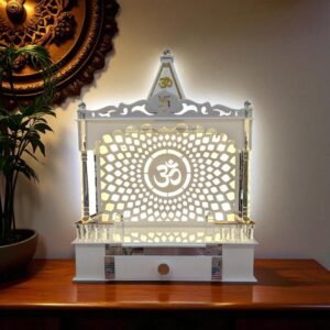 White Acrylic Mandir with LED | Puja mandir for home | Ships in Canada and USA only